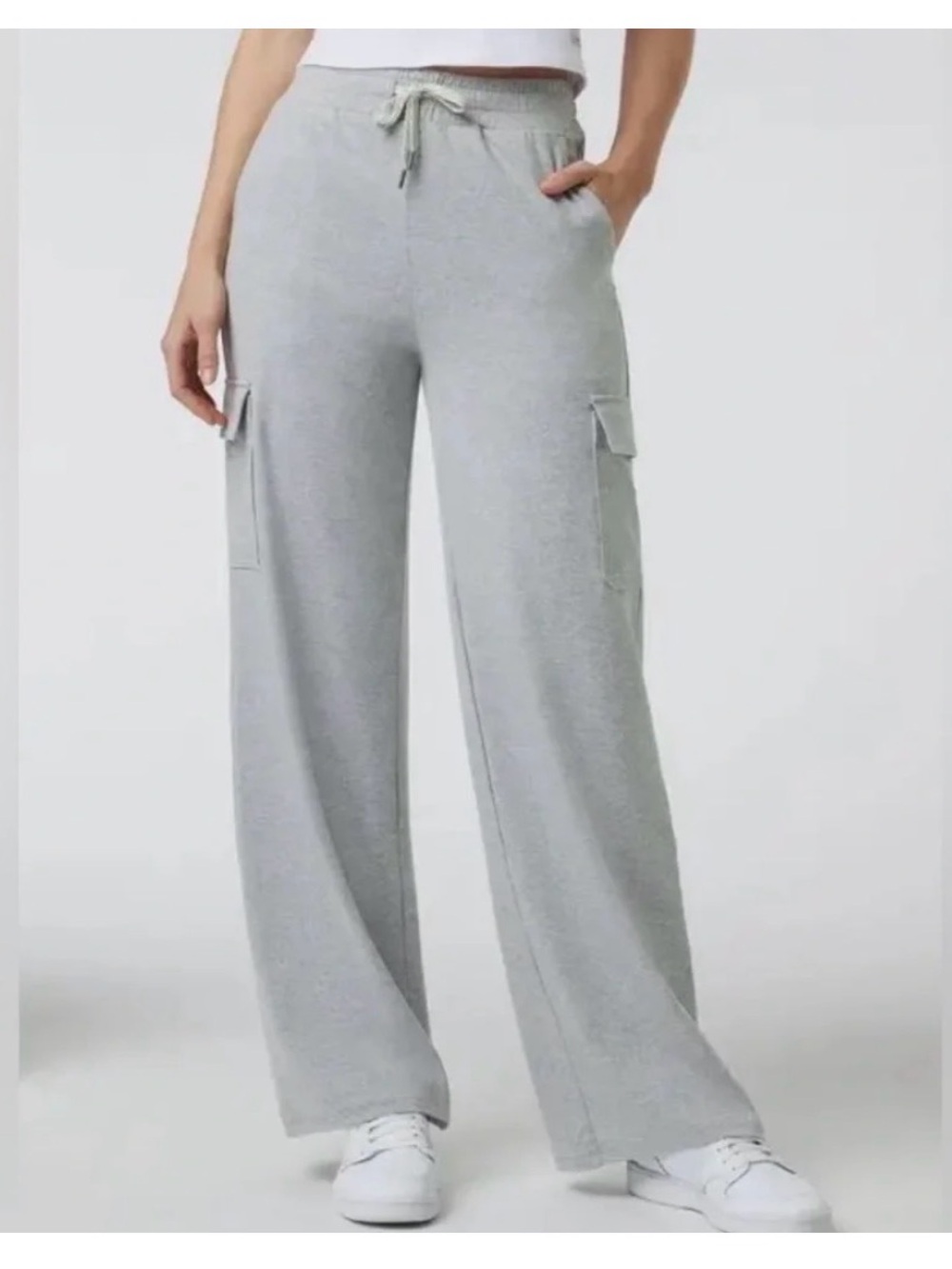 Vuori Halo Essential Wideleg Cargo Sweatpants - Light Heather Gray Size XS